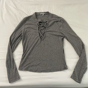 Grey Criss Cross Long-sleeve